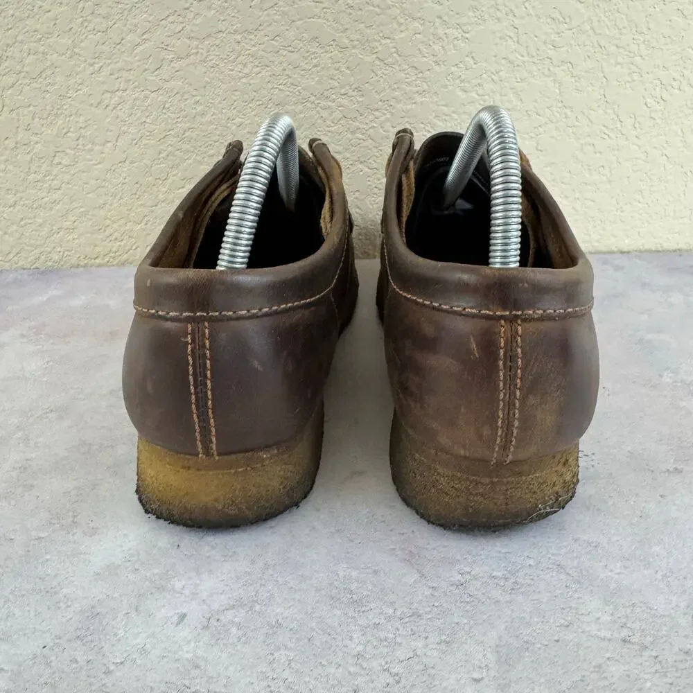 Clarks Originals Wallabee Shoes Mens Size 8 M Beeswax Brown Leather Lace Up